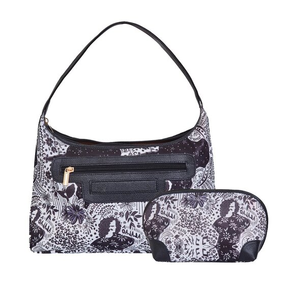 Black Print Sling Hobo & Cosmetic Bag Combo for Women – Fabric Shoulder Bag - Picture 5 of 5